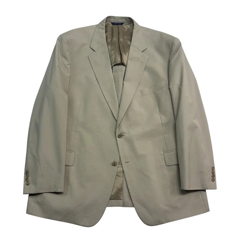 Brooks Brothers Brookspoplin 48R 43x39 Tan Cotton 2pc Pant Suit Flat Front Mens
